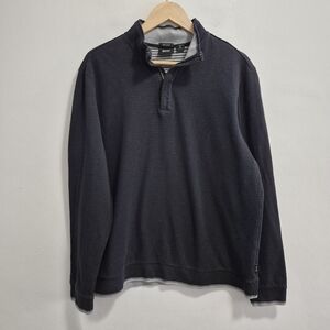 Hugo Boss Quarter Zip Piceno Black Sweatshirt Striped Interior XL